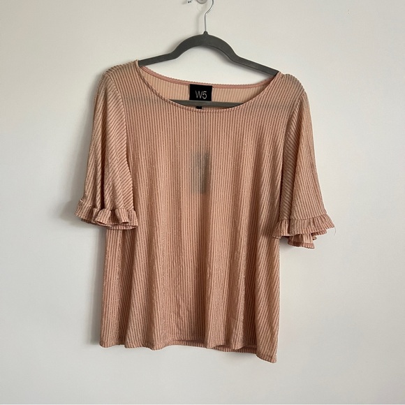 W5 Tops - W5 for Anthropologie Metallic Shimmer Stripe Top Pink & Gold Women’s Size M NWT